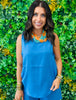 Denim Blue Rhinestone Sleeveless Blouse (Reg. and Plus)