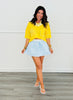 Butter Yellow Contrast Stitch Sweater Top (Reg.)