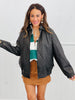 Choco Zip-Up Faux Leather Jacket (Reg.)