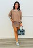Mocha Striped Contrast Waistband Mini Skort (Reg.)