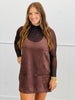 Chestnut Faux Suede Shift Mini Dress (Reg.)