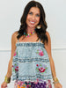 POL Blue Denim Embroidered Strappy Tank Top (Reg)