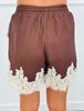 Scallop Lace Trim Solid Shorts (Reg.)-2 Colors