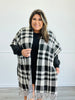 White/Black Plaid Sweater Poncho (Plus)