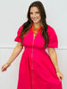 Fuchsia Zip Up Midi Dress (Reg. and Plus)