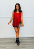 Red Sequin Sleeveless Blouse (Reg. and Plus)
