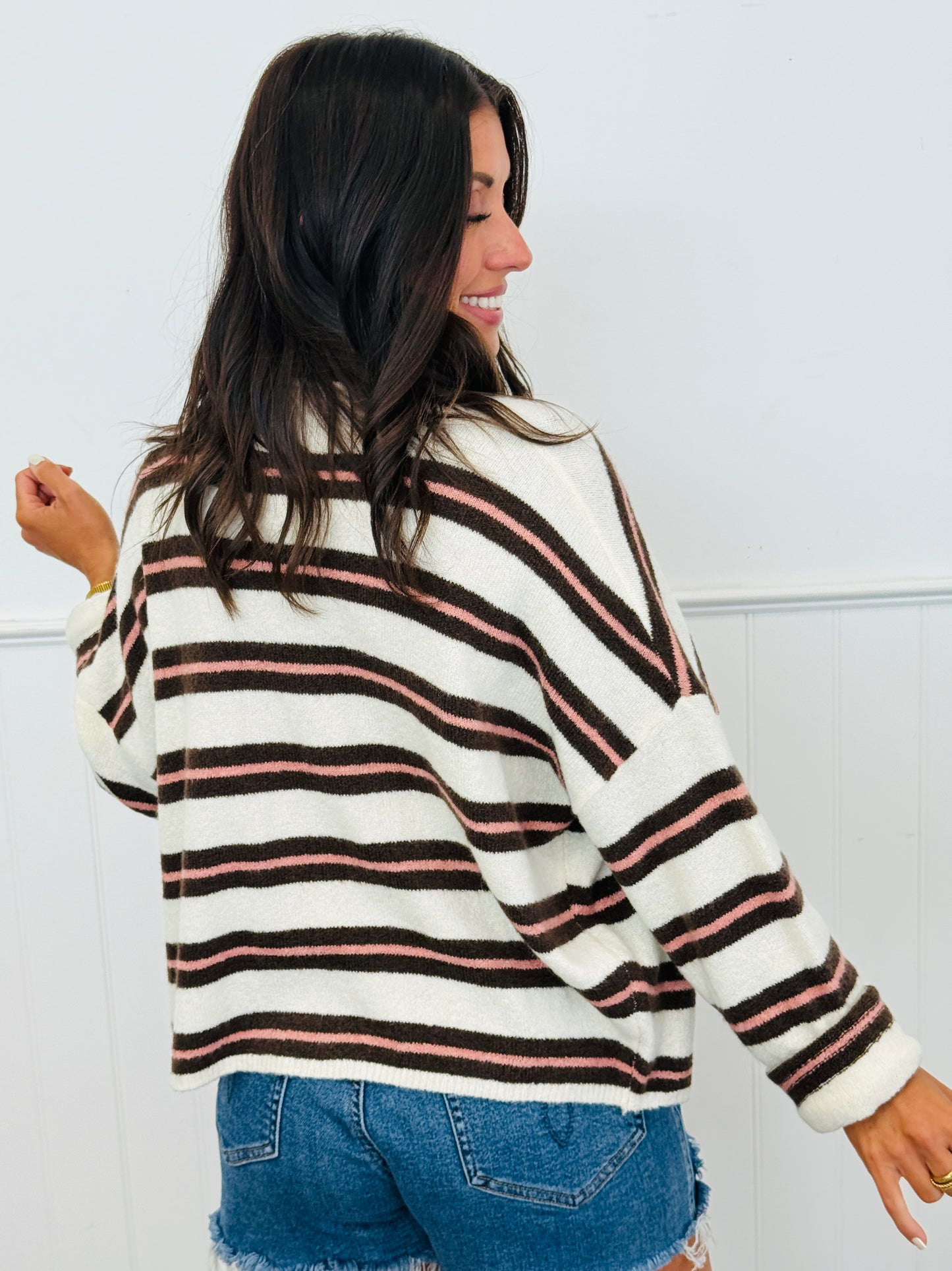 Gigi Ivory Striped Cardigan (Reg.)