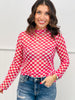 Checkered Mock Neck Mesh Top (Reg & Plus)-3 Colors