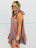 Camel Polka Dot Adjustable Tie Neck Sleeveless Mini Dress (Reg.)