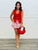 Red Scalloped Front Tie Sweater Vest (Reg.)