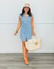 Lt. Denim V-Neck Button Down Mini Dress (Reg. and Plus)