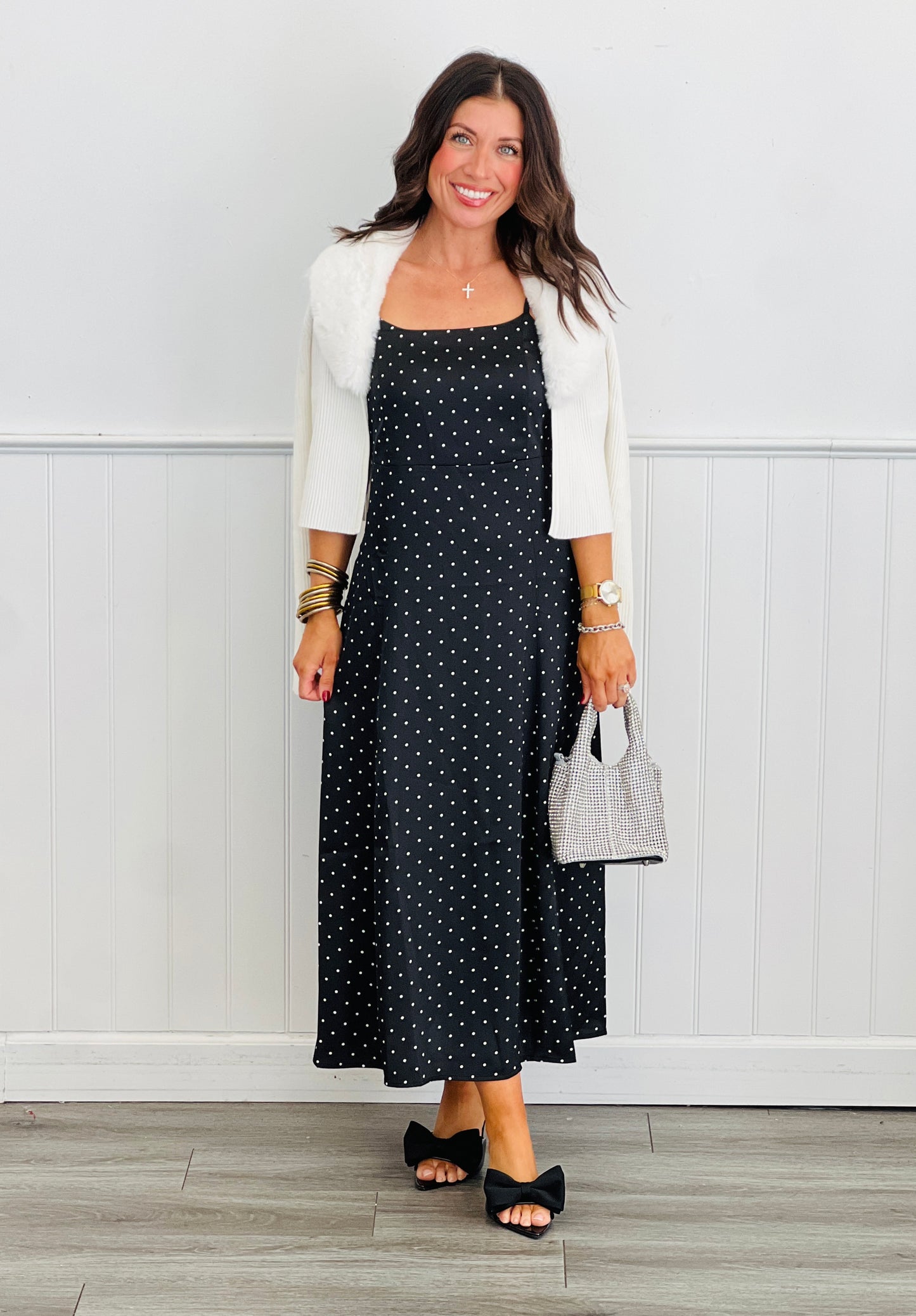 Polka Dot Satin Cami Midi Dress (Reg.)