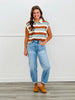 Mocha Sky Striped Cap Sleeve Top (Reg.)
