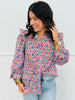 Blue Floral Diamond Print Blouse (Reg.)