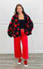 Black Strawberry Contrast Corduroy Jacket (Plus)