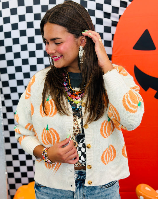 Harvest Charm Pumpkin Cardigan (Reg)