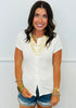 Ribbed Button Placket Short Sleeve Top (Reg.)-4 Colors