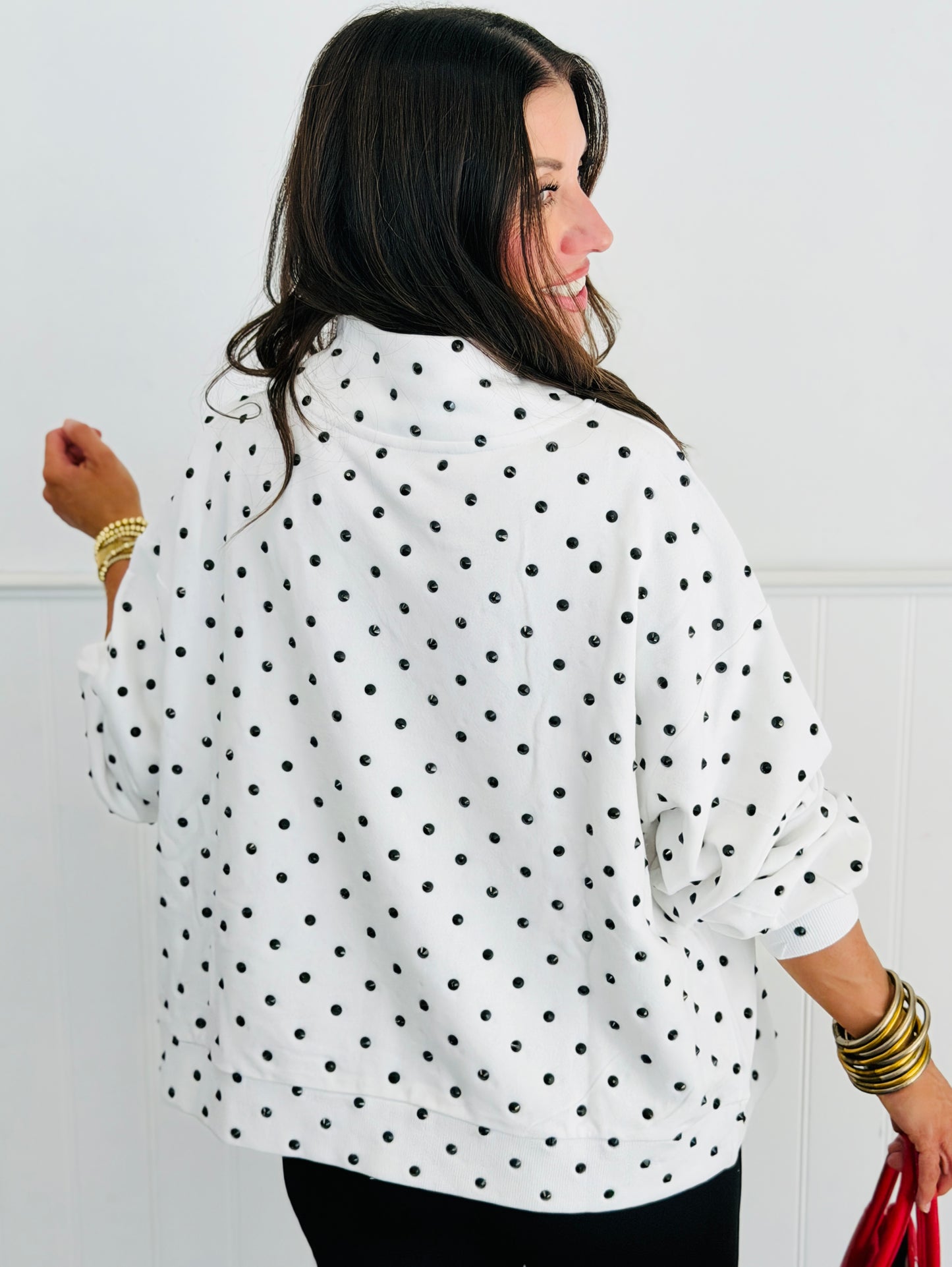 Queen Of Sparkles Polka Dot Christmas Tree Mockneck Sweatshirt (Reg. & Plus)