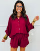 Scallop Hem Half Sleeve Blouse (Reg.) - 4 Colors