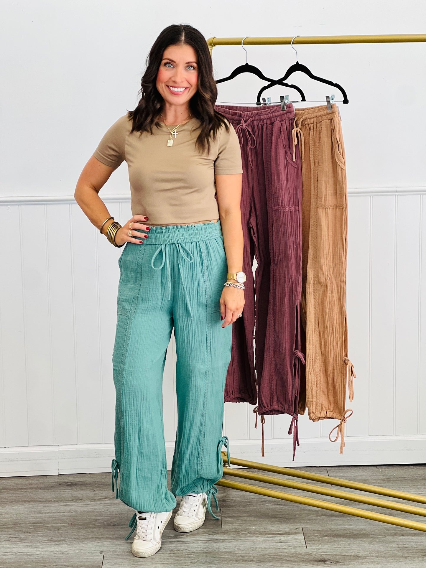 Side Slit Bow Tie Harem Pants (Reg.)-3 Colors