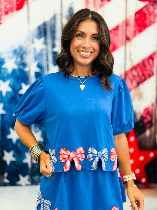 Royal Bow Gingham Top (Reg.)