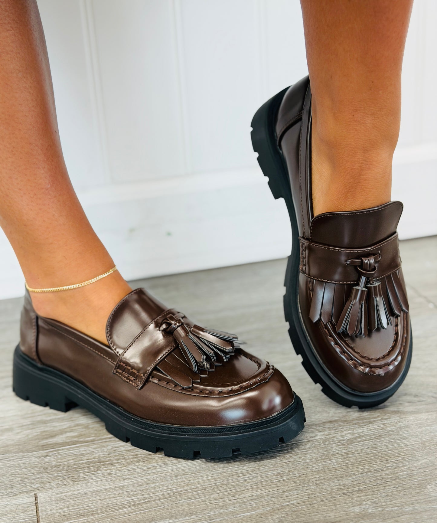 Coffee Polished Charm Loafers