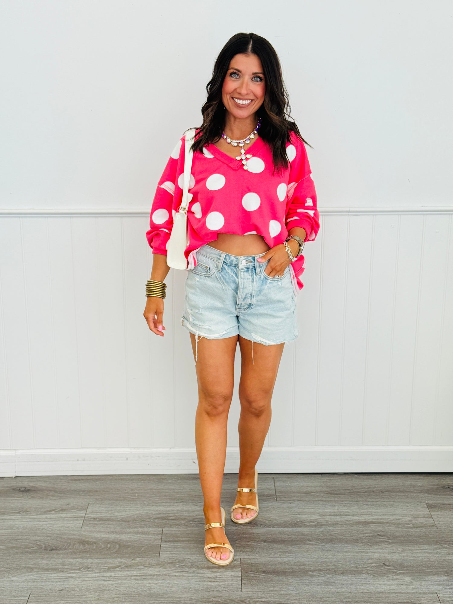 Pink Boho Polka Dot Oversized Sweatshirt (Reg.) – Walker Rose Boutique
