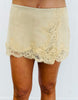 Lace Trim Suede Mini Skort (Reg)