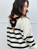 Striped Open Back Strap Sweater Top (Reg)