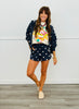 Polka Dot Zip Up Sweater Hoodie (Reg & Plus) - 2 Colors