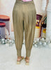 Taupe Plissé Tapered Jogger Pants (Reg. and Plus)