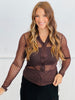 Chocolate Dots Mesh Button Down Blouse (Reg.)