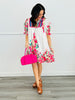 Rose Mix Puff Sleeve Mini Dress (Reg.)