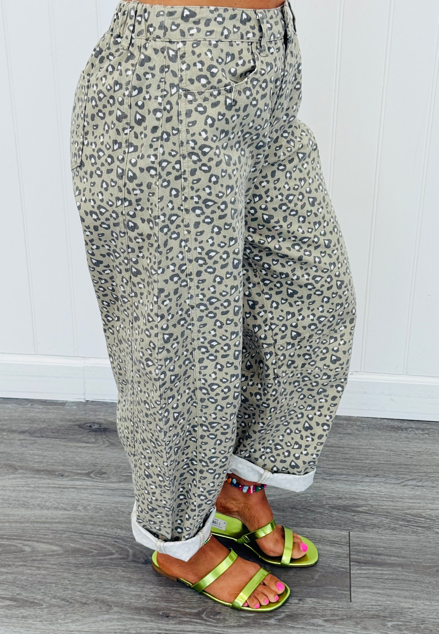 Taupe Grey Animal Print Barrel Pants (Reg.)