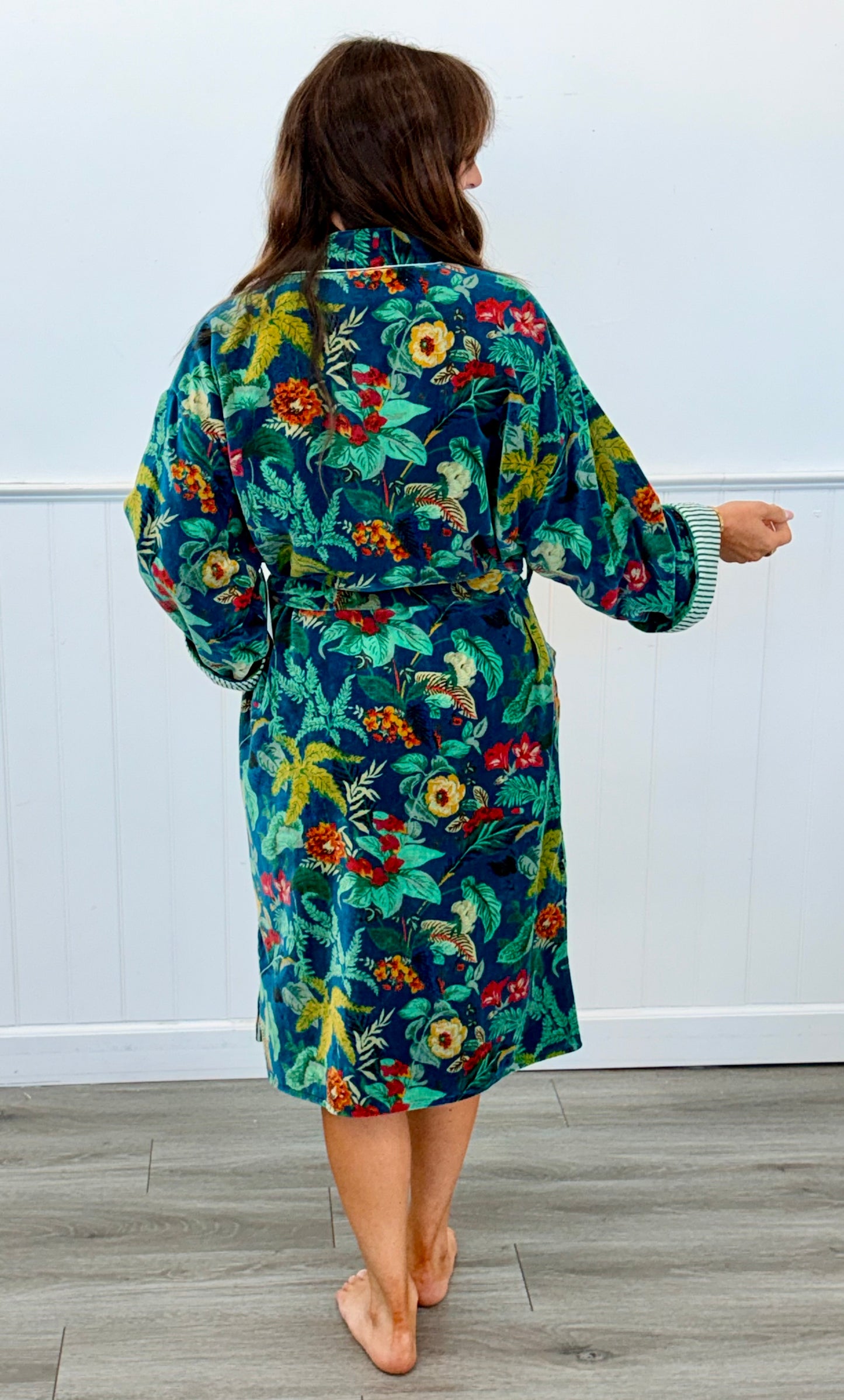 POL Teal Velvet Kimono Midi Cardigan Robe (Reg.)