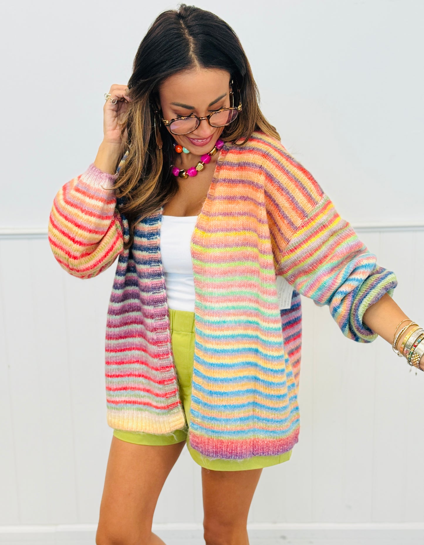 Rainbow Striped Long Sleeve Cardigan (Reg.)