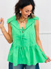 Kelly Green Sleeveless Bow Tie Blouse (Reg. and Plus)