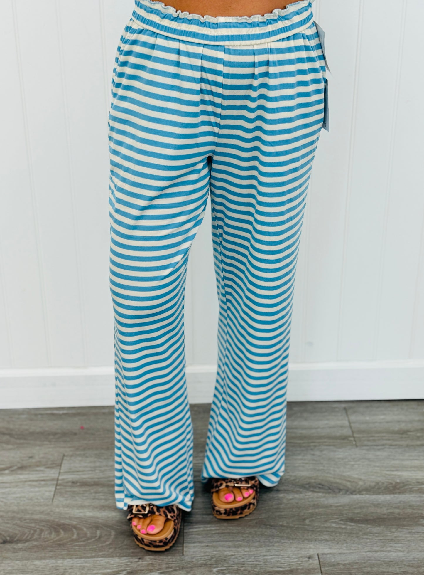 Blue Stripe Wide Pull On Pants (Reg.)