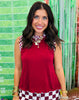 Maroon Checkmate Ribbed Tank Top (Reg. and Plus)