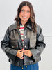 Washed Black Faux Leather Jacket (Reg & Plus)