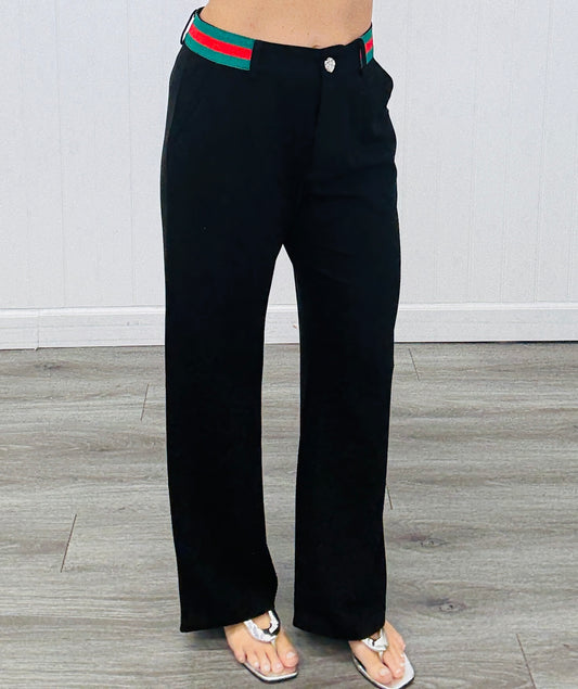 Black Stripe Detail Pocket Pants (Reg.)