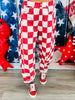 Red Checkered Print Barrel Pants (Reg. and Plus)