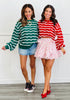 Striped Knit Sweater Top (Reg. and Plus) - 2 Colors