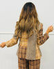Brown Tan Combo Plaid Herringbone Blazer (Reg & Plus)