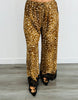 Taupe Deer Print Lace Hem Drawstring Pants (Reg.)
