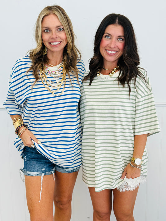 Striped Short Sleeve Top (Reg)- 2 Colors