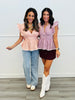 Deep-V Bow Tie Back Peplum Top (Reg & Plus)-2 Colors
