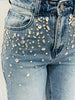 Medium Wash Rhinestone Studded Denim Jeans (Reg.)