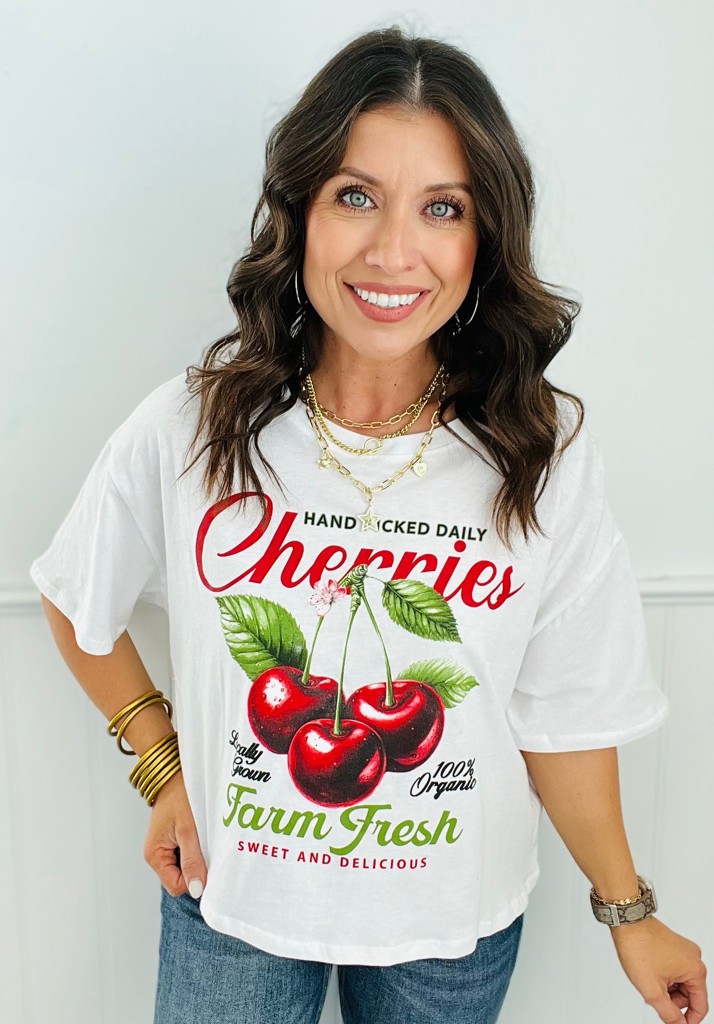 White Farm Fresh Cherries Graphic Tee (Reg)