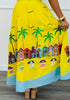 Queen Of Sparkles Yellow Beach Scene Midi Skirt (Reg. & Plus)